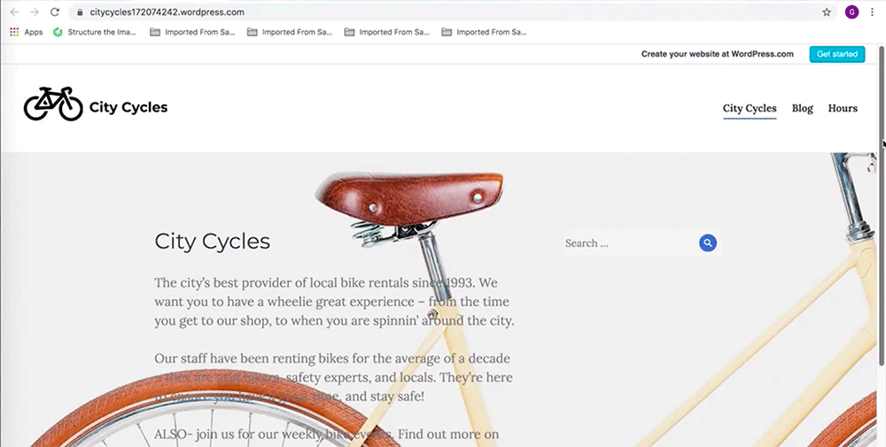 City Cycles website screenshot